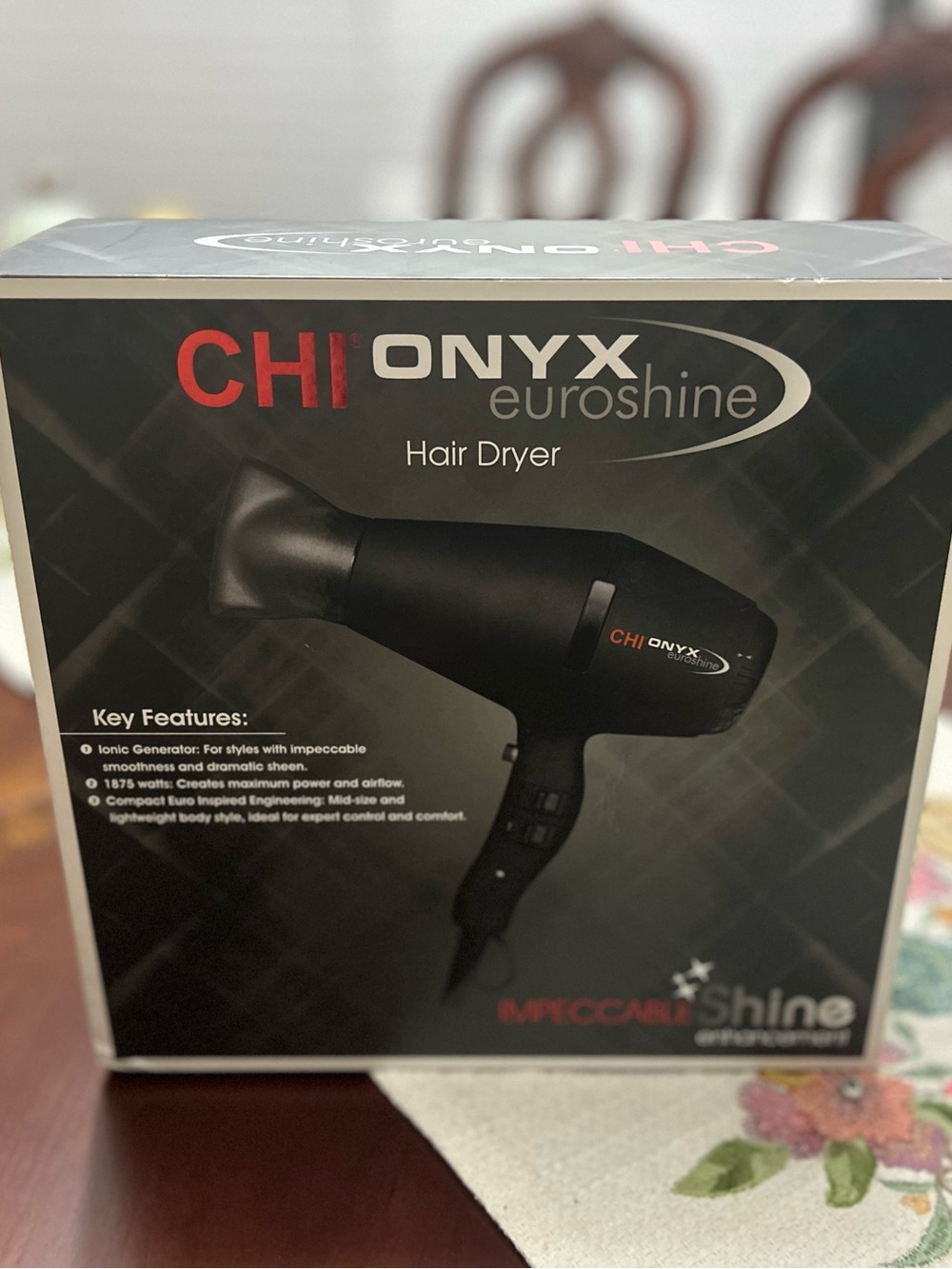 CHI Onyx Euroshine Black Hair Dryer - Professional Ionic Styling